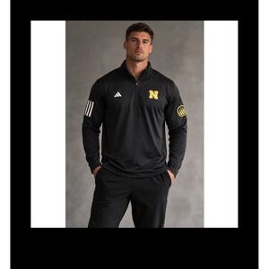 Adidas Navy Midshipmen Men's Quarter Zip Pullover Black Gold N Logo NWT